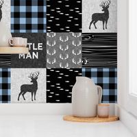 little man - baby blue and black (buck) quilt woodland