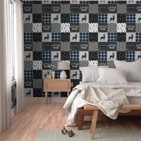 little man - baby blue and black (buck) quilt woodland