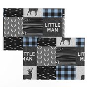 little man - baby blue and black (buck) quilt woodland