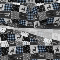 little man - baby blue and black (buck) quilt woodland