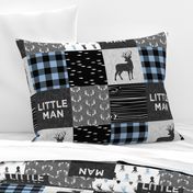 little man - baby blue and black (buck) quilt woodland