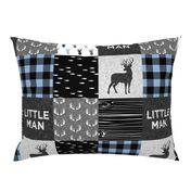 little man - baby blue and black (buck) quilt woodland