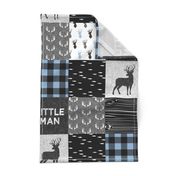 little man - baby blue and black (buck) quilt woodland