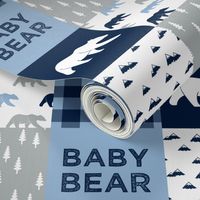 baby bear patchwork quilt top || baby blue and navy