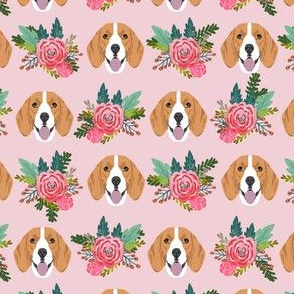 beagle florals fabric pink dogs and florals fabric - pink