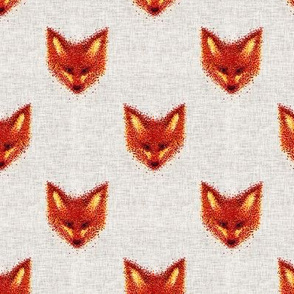 Pointilism Fox Face Pattern on Linen Background