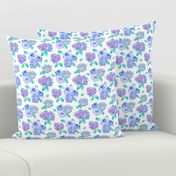 Blue and Purple Watercolor Rose Pattern