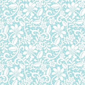 Lace chamomile on blue