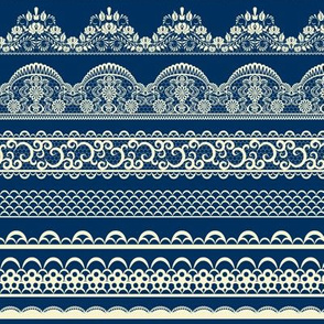 Lace ribbons on dark blue
