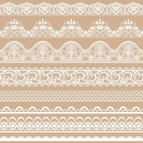 Lace ribbons on beige