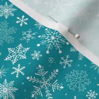 Snowflakes Winter Christmas on Blue Smaller