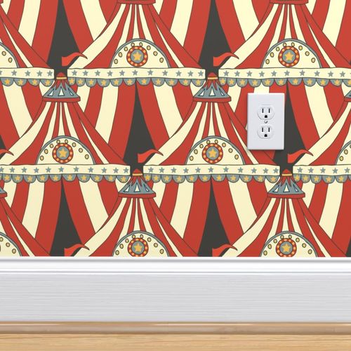 Wallpaper Circus Tents Vintage Red