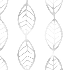 Silver and White Leaves Repeating Pattern