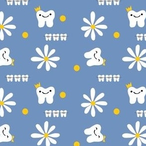 Wild Flower Tiny Tooth/ Daisy Dental / blue yellow white rdh franbail  small   