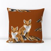 Friendly Foxes on Burnt Orange - Larger Scale