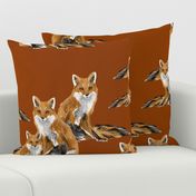 Friendly Foxes on Burnt Orange - Larger Scale