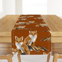 Friendly Foxes on Burnt Orange - Larger Scale