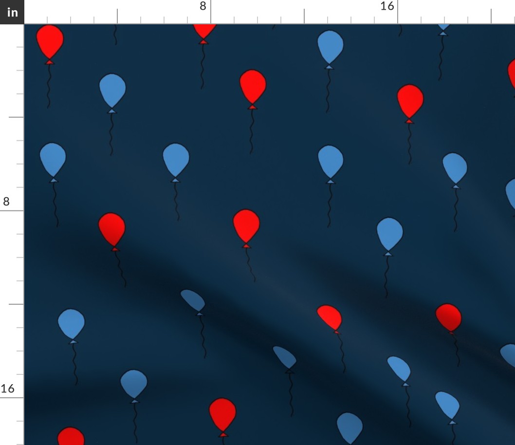 balloons fabric // balloon nursery baby primary colors design - red navy blue