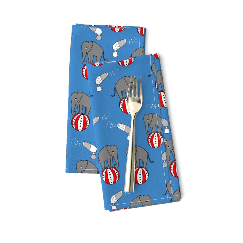 circus elephant fabric // circus animals blue and grey - blue