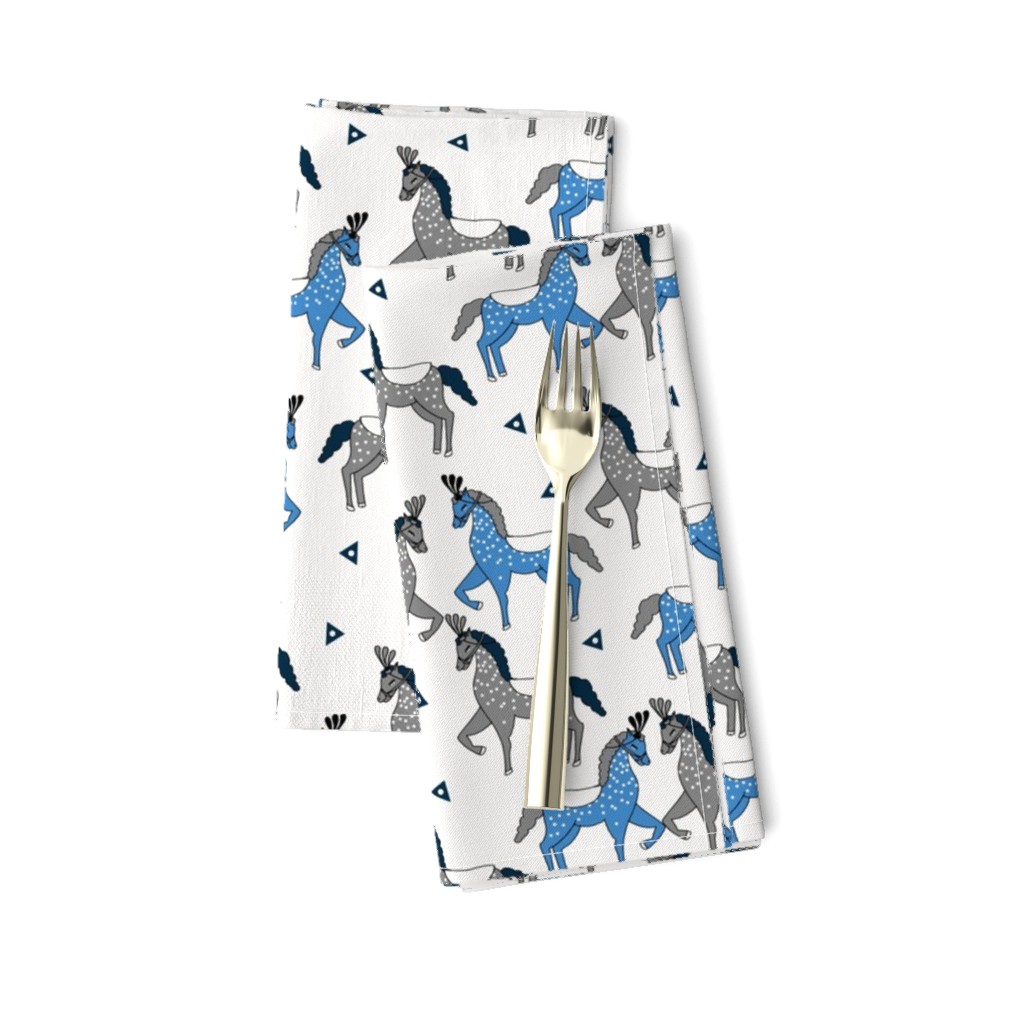 circus horse fabric // circus show horse nursery baby - blue and grey