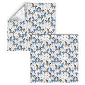 circus horse fabric // circus show horse nursery baby - blue and grey