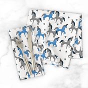 circus horse fabric // circus show horse nursery baby - blue and grey