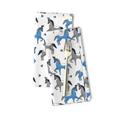 circus horse fabric // circus show horse nursery baby - blue and grey