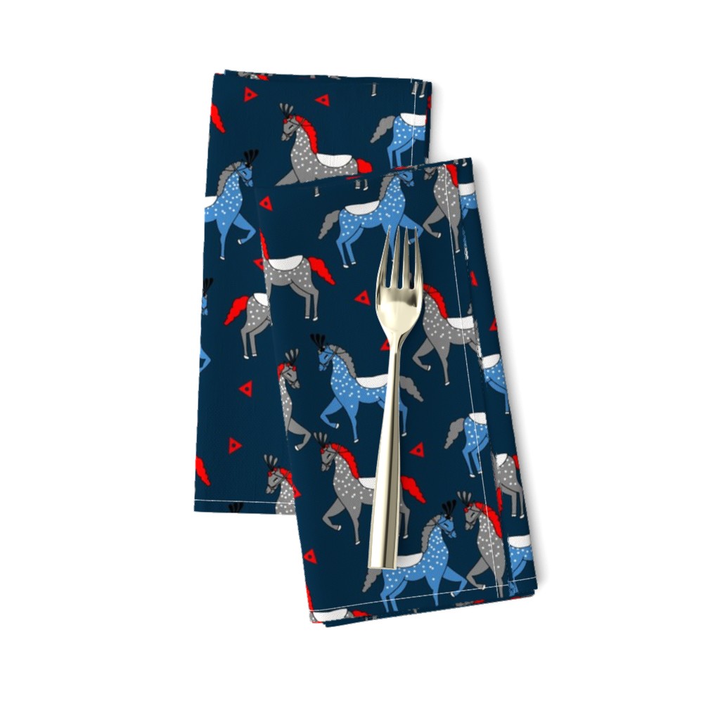 circus horse fabric // circus show horse nursery baby - blue and red