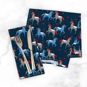 circus horse fabric // circus show horse nursery baby - blue and red