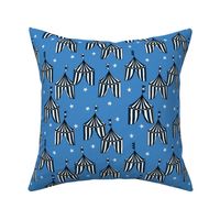 circus tent // circus tents sideshow circus nursery baby fabric - blue and navy