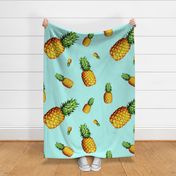 36" Pineapple Fabric / Light Blue 