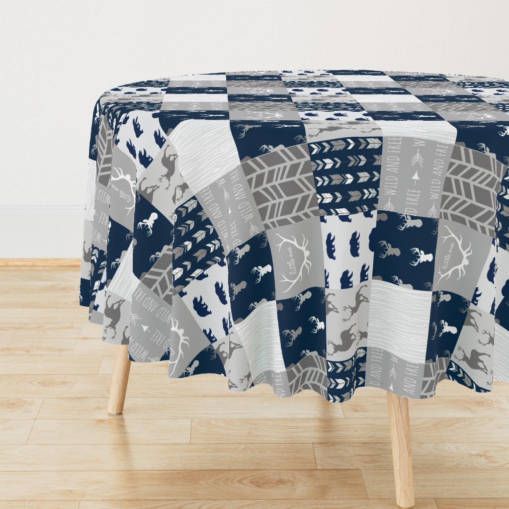 Custom patchwork Deer - bears navy and grey