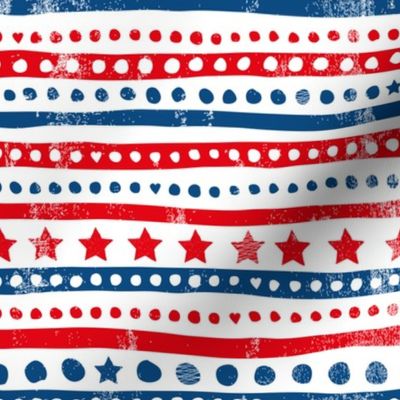American traditional stars and stripes national holiday design red and blue
