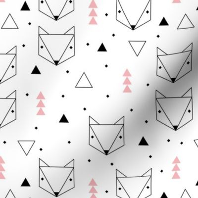 Clean Scandinavian geometric animals  triangle fox for girls pink