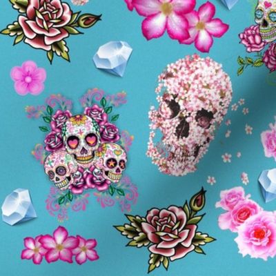 Sugar Skulls, Flowers, and Diamonds