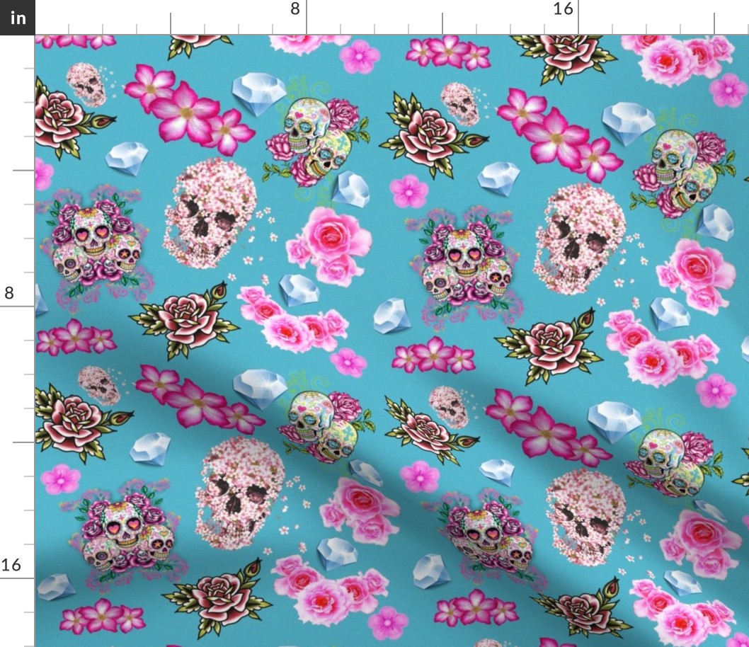 Sugar Skulls, Flowers, and Diamonds