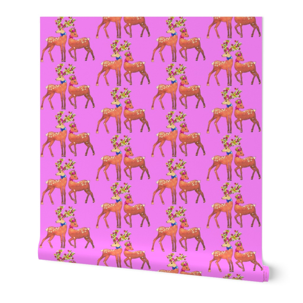 Scandinavian deer & fawn  Floral