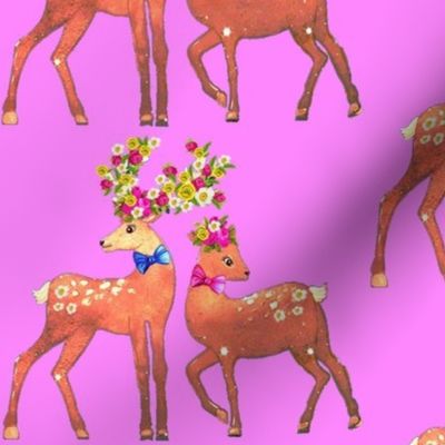 Scandinavian deer & fawn  Floral