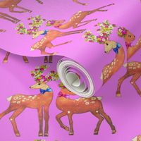 Scandinavian deer & fawn  Floral