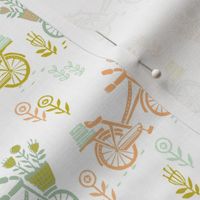 bicycle fabric // bicycle florals linocut design andrea lauren fabric - summer