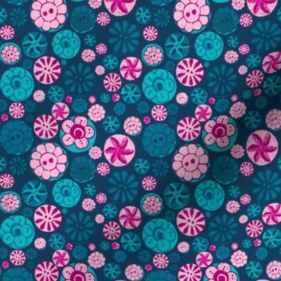 vintage buttons pink and teal