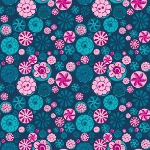 vintage buttons pink and teal