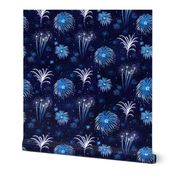 Summer Fireworks Show in dark blue