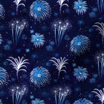 Summer Fireworks Show in dark blue