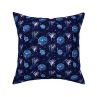 Summer Fireworks Show in dark blue