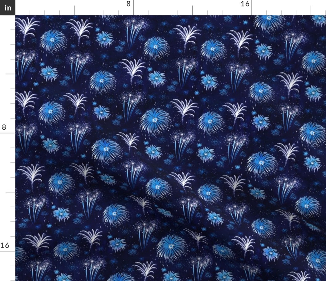 Summer Fireworks Show in dark blue