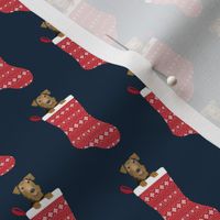 airedale christmas stocking navy 