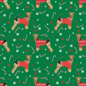airedale xmas sweater green