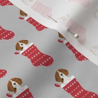 beagle stocking fabric cute beagles dog design xmas holiday christmas fabric - grey