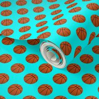 One Inch Basketball Balls on Aqua Blue